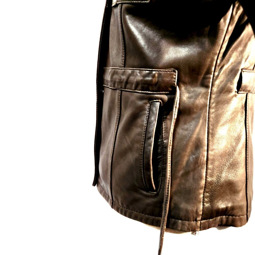 Tibor Lined Jacket Brown Size S Soft Leather Zip & Snap High Collar Classic Look - Picture 5 of 13